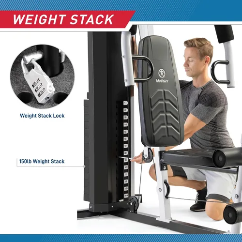 Miniatura 4 de Marcy 150lb. Stack Home Gym with Pulley, Arm, and Leg Developer Multifunctional Workout Station for Weightlifting and Bodybuilding