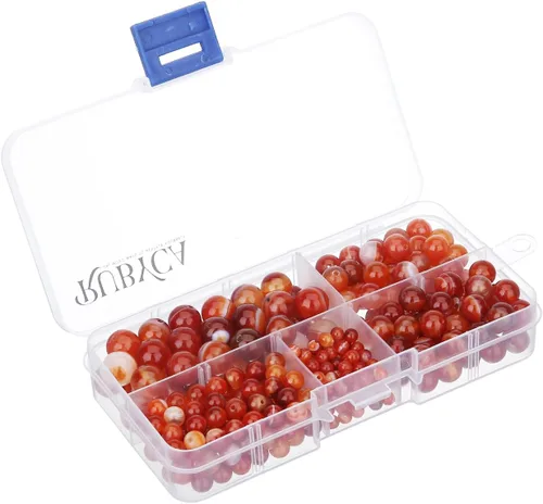 Miniatura 22 de RUBYCA Natural negro lava piedras preciosas redondas sueltas cuentas organizador caja de plástico fabricación de joyas mezcla tamaños