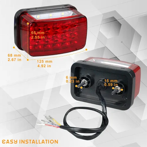 Miniatura 6 de Luz trasera LED con lente roja, luz trasera y de freno para ATV, compatible con Yamaha Grizzly Big Bear Bruin Kodiak Wolverine Rhino Viking