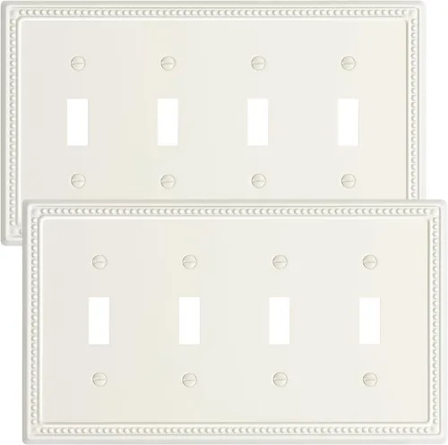 Miniatura 153 de Paquete de 4 placas de cubierta para interruptor de luz de palanca individual, cubiertas decorativas de perlas, placa de pared de metal almendra