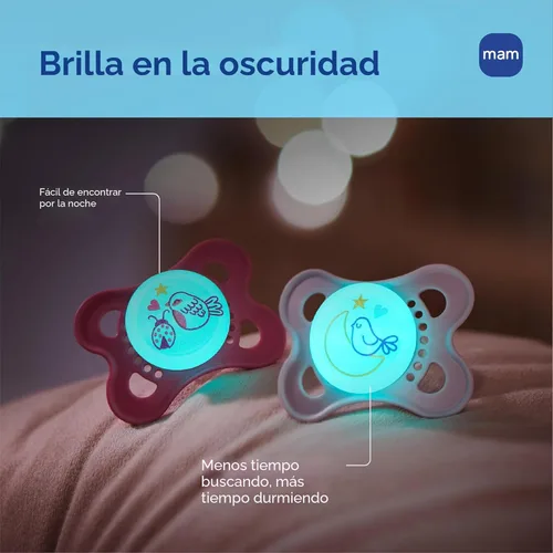 Miniatura 4 de MAM Chupetes Originales de Día y Noche, Chupete Binky de 0 a 6 Meses, Silicona Sin BPA, Brilla en la Oscuridad, Mejor para Bebés Recién Nacidos