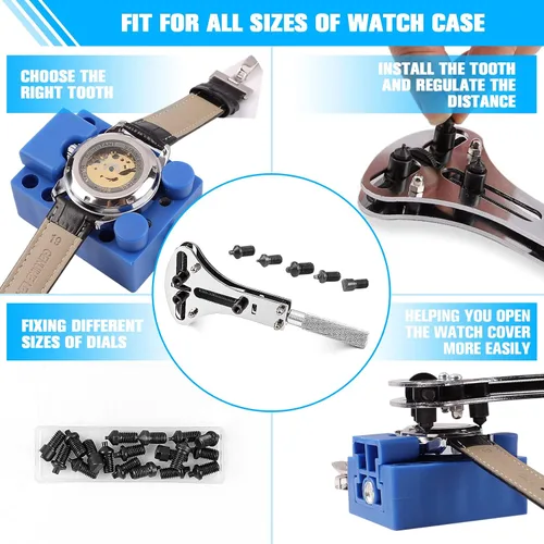 Miniatura 3 de BYNIIUR Watch Repair Kit, Watch Case Opener Spring Bar Tools, Watch Battery Replacement Tool Kit, Watch Band Link Pin Tool Set with Carrying Case