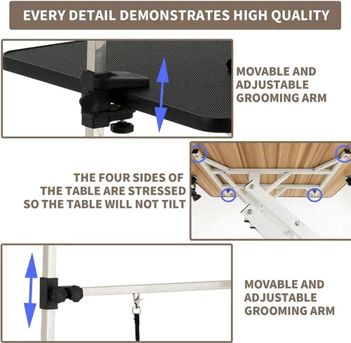 Miniatura 3 de Mesa hidráulica de aseo para perros pequeños y grandes, mesa profesional de aseo de mascotas resistente con brazo superior ajustable y soga, rango