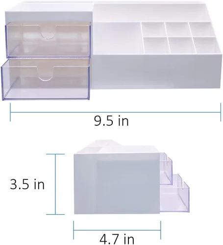 Miniatura 3 de Granvela Organizador de escritorio multifuncional Caja de almacenamiento de mesita de noche con cajones para el hogar, la oficina y la escuela