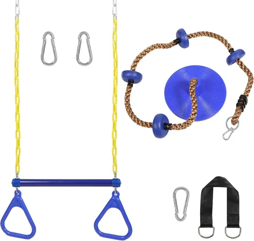 Miniatura 14 de REDCAMP Columpios de cuerda de escalada para árboles, asiento de columpio de disco de plástico resistente para niños y adultos con correa