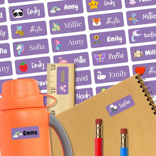Miniatura 21 de 128 etiquetas adhesivas de nombre personalizadas para guardería, etiquetas de nombre impermeables personalizadas para niños, suministros escolares