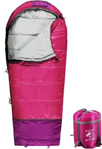 Miniatura 12 de REDCAMP - Saco de dormir para niños tipo momia para acampada, saco de dormir de 3 estaciones para clima frío, para niños, niñas y adolescentes, Azul