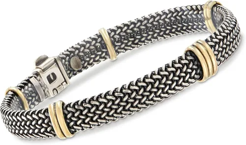 Miniatura 9 de Ross-Simons Italian Sterling Silver and 18kt Bonded Gold Woven Bracelet