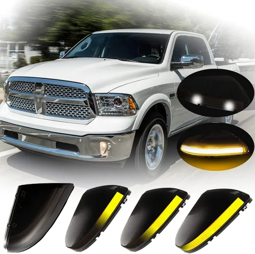 Miniatura 14 de Espejo lateral LED intermitente, luz de charco para conductor y pasajero, lente transparente para 68064948AA 68064949AA compatible con Dodge Ram