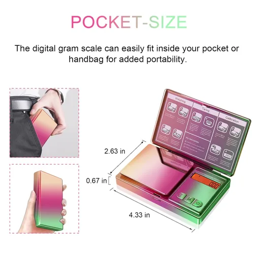 Miniatura 4 de THINKSCALE Báscula digital brillante de gramos, 10.58 oz x 0.00 oz escala iridiscente de bolsillo cromado, 6 unidades a pequeña escala de 0.00 oz