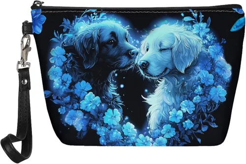 Miniatura 36 de Howilath Abstract Art Cat Cosmetic Pouch for Women PU Leather Toiletry Storage Bag Trapezoid Makeup Bags with Wrist Strap