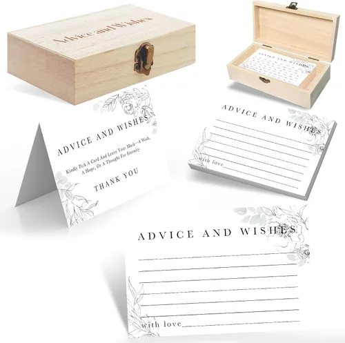 Miniatura 16 de Consejos y deseos para el señor y la señora – 60 mensajes florales de boda con caja de almacenamiento – Juego de deseos románticos para matrimonio