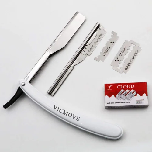Miniatura 3 de Navaja de afeitar profesional de borde recto con 100 cuchillas Derby, 100% acero inoxidable, 1 navaja + 100 cuchillas 1 Razor + 200 Blades