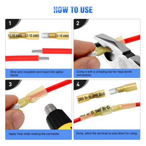 Miniatura 4 de Nilight - 50027R 250 PCS Conectores de pala termorretráctiles de desconexión rápida Conectores de cable termorretráctiles Terminales de pala 250