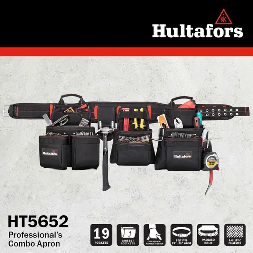 Miniatura 4 de Hultafors Work Gear HT5652 Professional - Delantal combinado de carpintero, cinturón de herramientas de poliéster balístico resistente, bolsillos