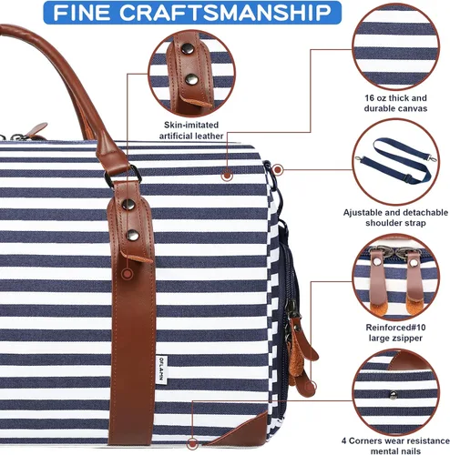 Miniatura 3 de Oflamn Bolsa de fin de semana para mujer, bolsa de lona para la noche, bolsa de viaje grande, bolsa de viaje con compartimento para zapatos, juego