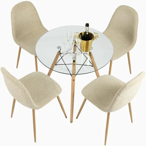 Miniatura 8 de Homy Casa Mid-Century - Juego de sillas de comedor tapizadas, sillas de cocina con patas de metal, sillas laterales con tapicería de Beige