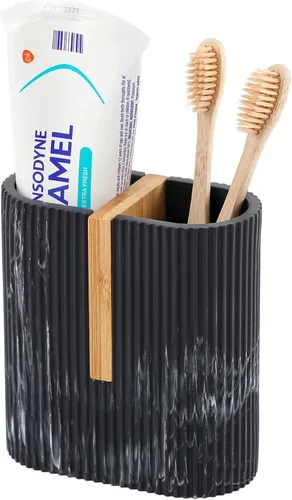 Miniatura 10 de rejomiik Portacepillos de dientes para encimeras de baño, 3 ranuras para cepillado eléctrico de dientes y almacenamiento de pasta dental, soporte