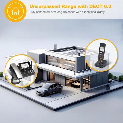 Miniatura 3 de AT&T DECT 6.0 Teléfono doméstico con cable/inalámbrico con 2 auriculares y contestador automático, bloqueador inteligente de llamadas, identificador