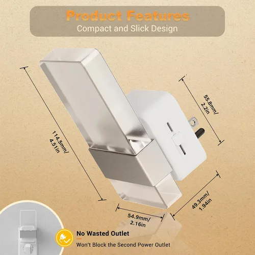Miniatura 4 de JandCase Luces nocturnas enchufables a la pared, sensor de atardecer a amanecer, LED blanco suave de 3000 K, diseño acrílico, brillo ajustable de 0