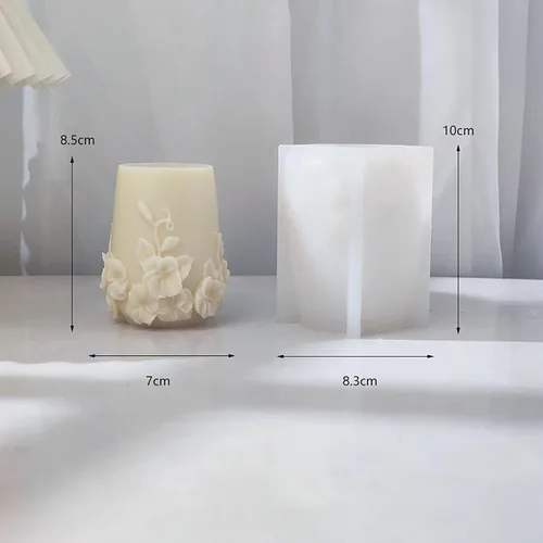 Miniatura 2 de Moldes de vela para botellas, molde cilíndrico de flor – Flor de rosa – Moldes de silicona de fundición de resina para decoración del hogar