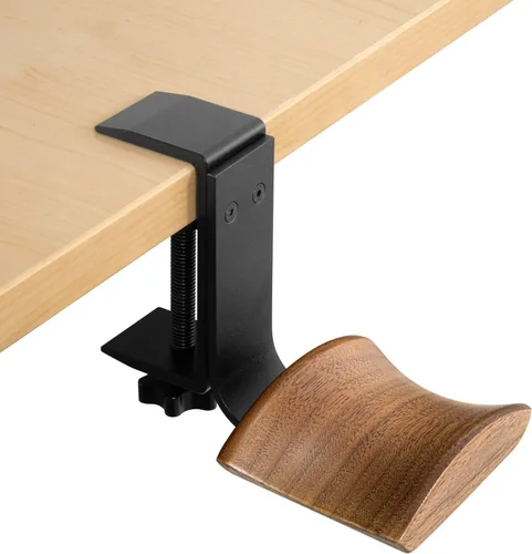 Soporte para auriculares con reposacabezas de nogal de 2.4 in de ancho, soporte de auriculares ajustable con abrazadera para auriculares de