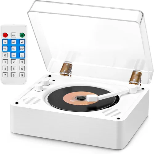 Vangoa Reproductor de CD para el hogar pequeño con altavoces de alta fidelidad, reproductor de CD recargable portátil doble conector de auriculares