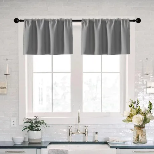 Miniatura 11 de XTMYI Cortinas de tela impermeable de 30 pulgadas para ventana de baño, cocina, mini ducha, pequeños paneles de cortina opacas cortos, juego de 2