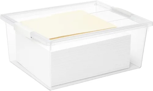 Miniatura 3 de Tribello Paquete de 6 contenedores de almacenamiento de plástico apilables de 12 cuartos de galón con tapa, solución organizadora para manualidades