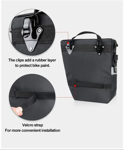 Miniatura 4 de Conjunto de bolsas de alforja de bicicleta Rhinowalk para portaequipajes de bicicleta, bolsa de sillín, bolsa de hombro, bolsa de alforja para Verde