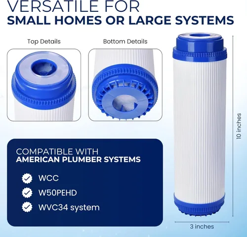Miniatura 4 de IPW Industries Reemplazo del filtro de agua de carbón activado para fontanero estadounidense (WCC 155155-51, W50PEHD y WVC34) - Eliminador