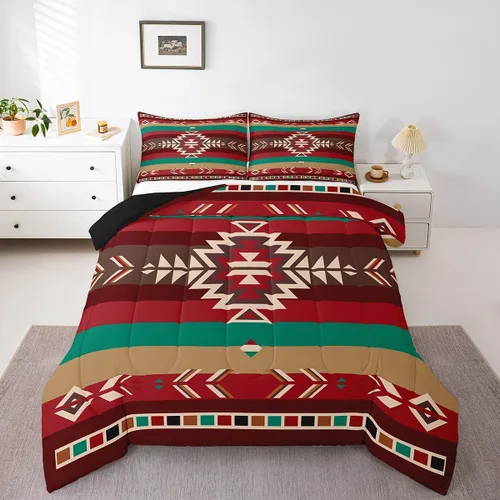 Miniatura 9 de Feelyou Southwest Native Juego de Ropa de Cama para Niños y Niñas Juego de Edredón Geométrico del Suroeste Tamaño Twin Edredón Tribal Decoración