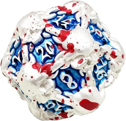 Miniatura 9 de DNDWoW Calavera dorada de metal pesado D20 con cadenas, dados de calavera gótica de gran tamaño para juegos de rol de mesa -BKGH9