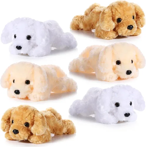 Juego de 6 almohadas de felpa suave para perros de 8 pulgadas, juego de almohada de felpa suave para niños y niñas, temática de perro, recuerdo de