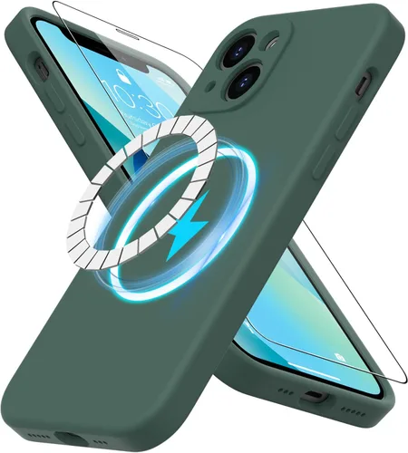 Miniatura 41 de DEENAKIN Funda magnética de silicona para iPhone 12 Pro con protector de pantalla, compatible con MagSafe, protección de cámara, funda protectora