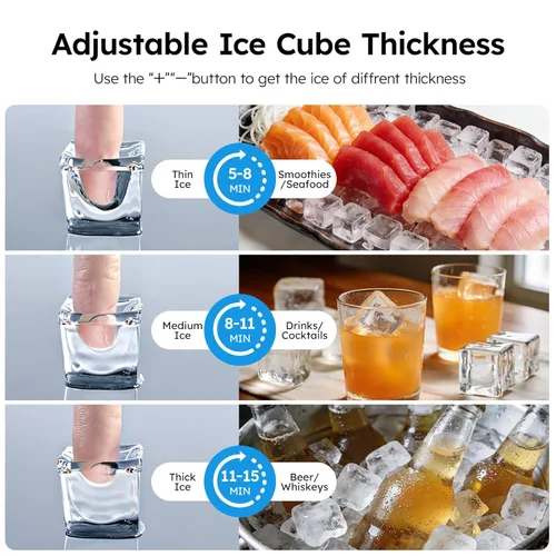 Miniatura 7 de Máquina comercial para hacer hielo - 200 libras/24 horas, máquina de hielo comercial con contenedor de almacenamiento de 50 libras, debajo