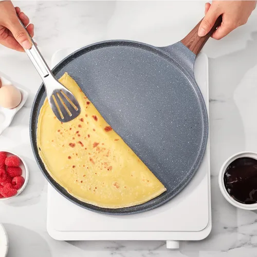 Miniatura 7 de SENSARTE Sartén antiadherente para crepé, sartén Dosa con revestimiento de granito suizo, sartén plana para panqueques, plancha Tawa de 12 pulgadas