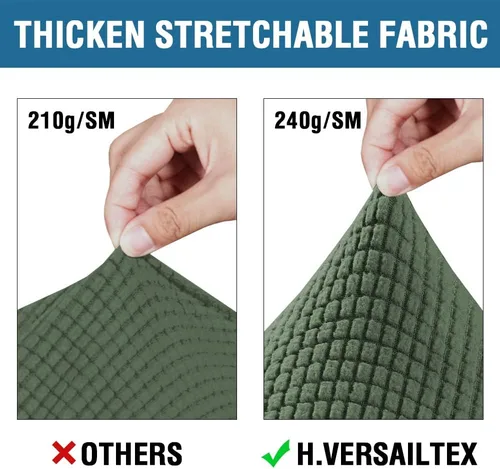 Miniatura 3 de H.VERSAILTEX - 4 fundas de sofá elásticas para 3 fundas de cojín para muebles de sala de estar (funda base más 3 fundas de cojín de asiento), tela