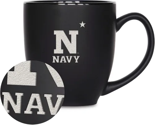 Miniatura 93 de Rico Industries - Taza de cerámica mate negra con grabado láser estándar de 15oz para NCAA (escuelas T & U) - Para bebidas calientes o frías