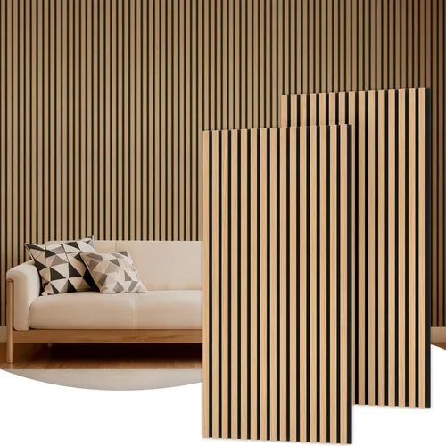 Miniatura 10 de TONOR Paneles de pared de listones de madera, paquete de 2 paneles acústicos de 47.2 x 23.6 pulgadas, paneles acústicos de listones de madera