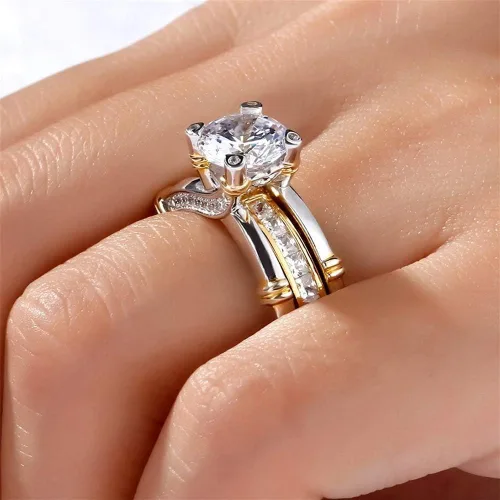 Miniatura 7 de Jeulia - Anillo de plata de ley con circonitas intercambiables para mujer, para boda, compromiso, aniversario
