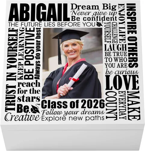 Miniatura 16 de Let's Make Memories Caja de recuerdos personalizada, para la clase de graduación de 2026 o cualquier año, caja de recuerdos de graduados