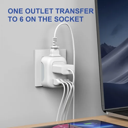 Miniatura 4 de VYLEE - Adaptador de enchufe de viaje europeo, paquete de 2, adaptador de viaje internacional con 2 salidas y 4 puertos USB (2 USB C), cargador