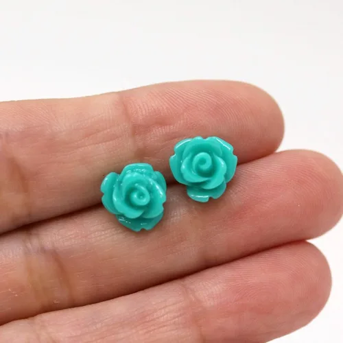 Miniatura 21 de Pendientes de poste de plástico hipoalergénico con forma de rosa de 0.354 in, orejas sensibles al metal