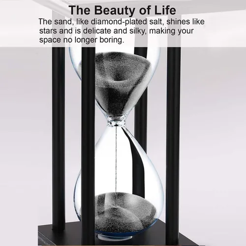 Miniatura 4 de SuLiao Reloj de Arena de Madera de 30 Minutos, Soporte de Madera Negro Temporizador de Arena, Reloj de Arena Negro de 30 Minutos, Antiguo Reloj