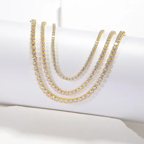 Miniatura 4 de Pulsera de oro para mujer, chapada en oro de 14 quilates, con cuentas de margaritas y perlas de tenis, joyería simple