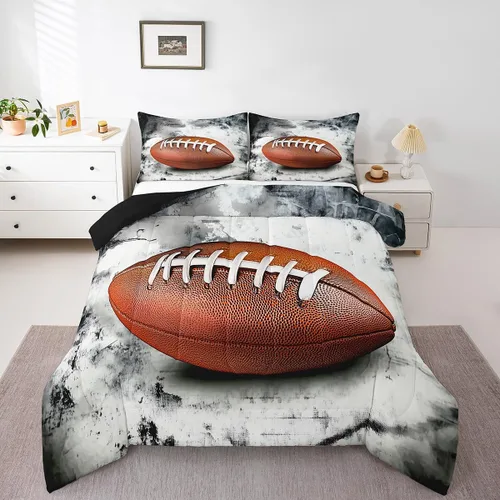 Miniatura 26 de Juego de ropa de cama de juegos de pelota, juego de edredón de baloncesto y fútbol, hexagonal, geométrico, deportivo, de plumón, béisbol, tenis