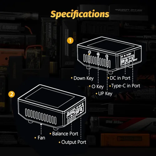 Miniatura 9 de HOTA T6 RC 1S 2S 3S 4S 5S 6S Lipo cargador de batería, cargador de batería inteligente RC con entrada dual XT60/PD de 300 W, cargador compacto