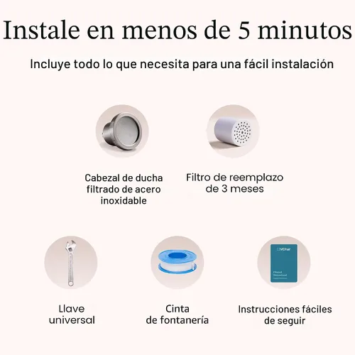 Miniatura 5 de MDhair Cabezal de ducha filtrado para cabello y piel más saludables: elimina el cloro y los metales pesados, filtro de cabezal de ducha de alta