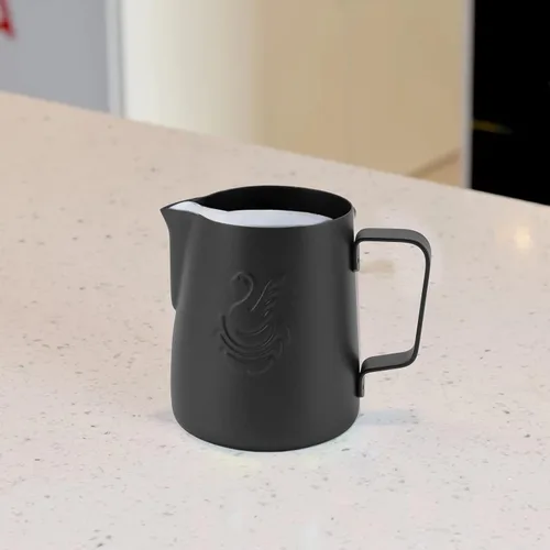 Miniatura 6 de Jarra espumadora de leche de acero inoxidable, taza de arte de café de 14 onzas con diseño de cisne para uso doméstico, capuchino, café con leche